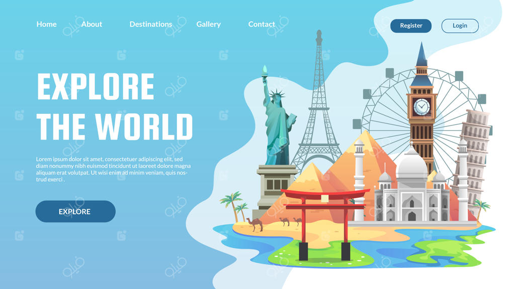 قالب طراحی وب برای سفر به دور دنیا