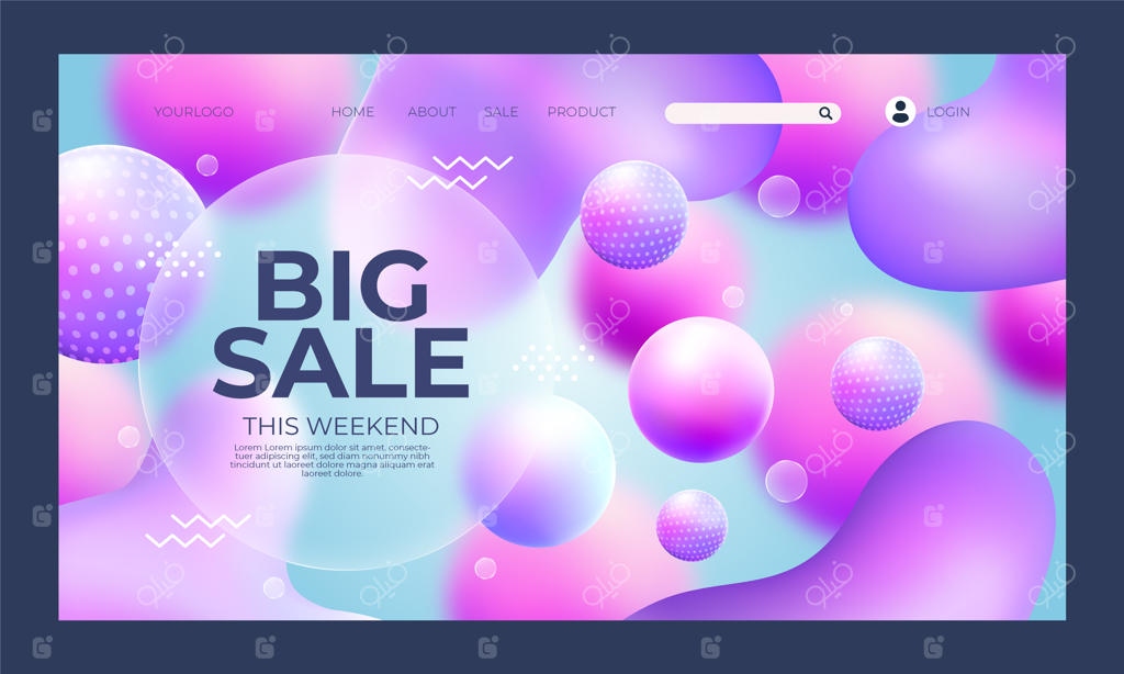 صفحه فرود با افکت گلس‌مرفیسم