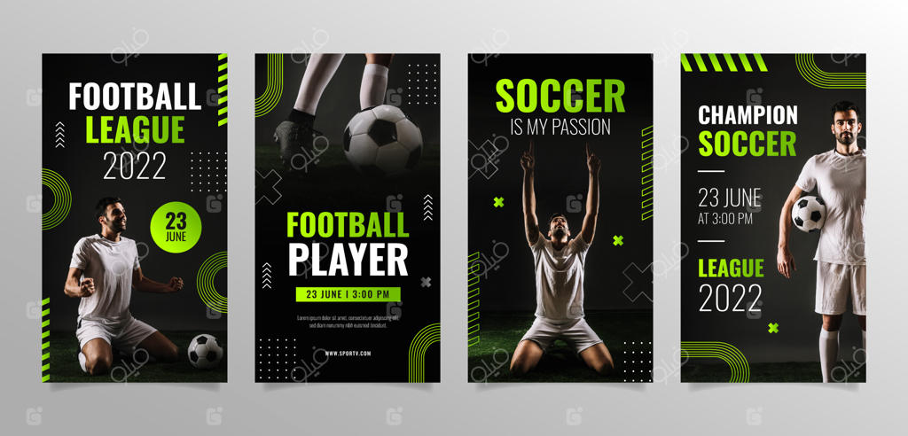 استوری‌های اینستاگرام بازی فوتبال با طراحی گرادینت