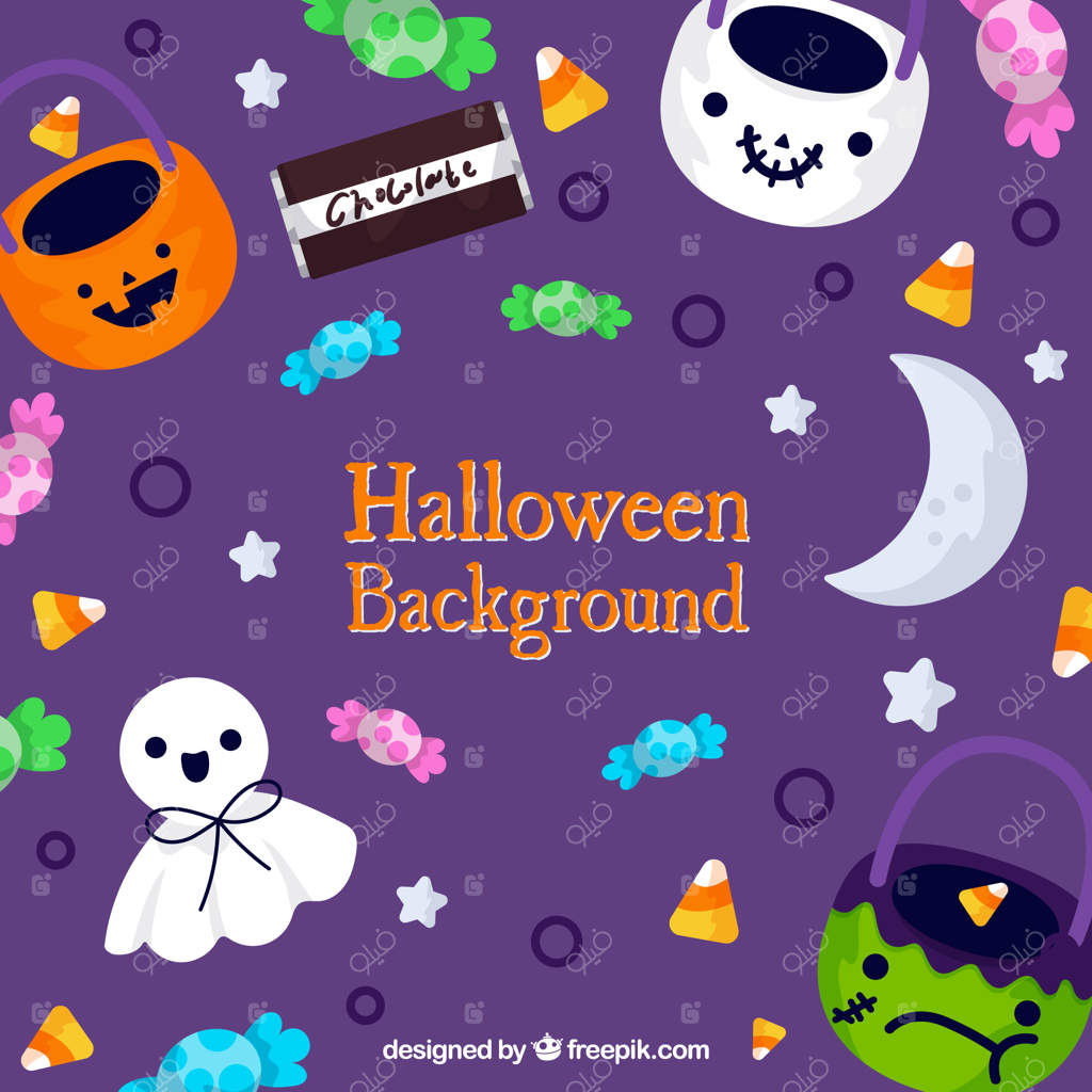 پس‌زمینه‌ی رنگارنگ و بامزه برای هالووین