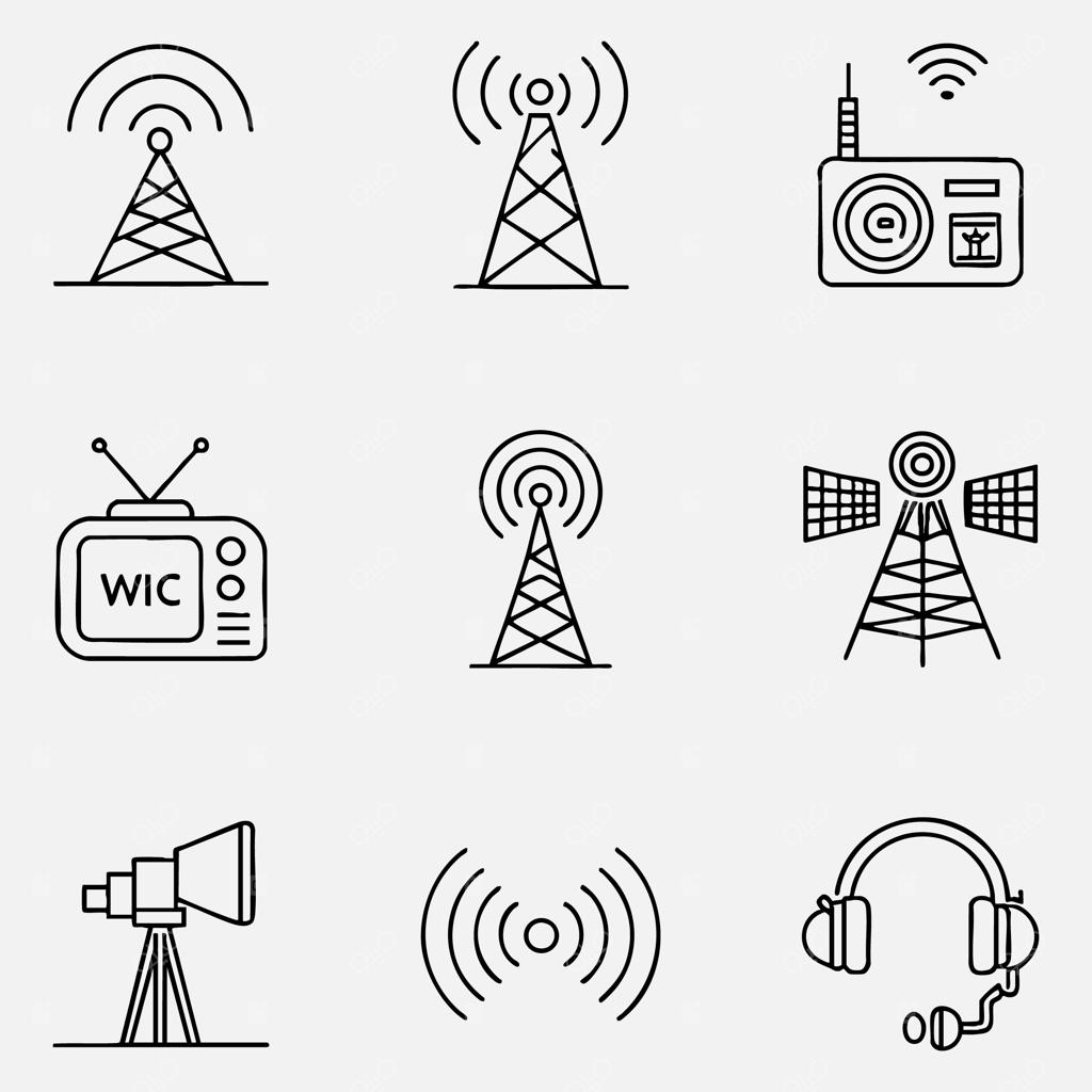 آیکون‌های فناوری ارتباطات رادیویی، دکل رادیویی و سیگنال