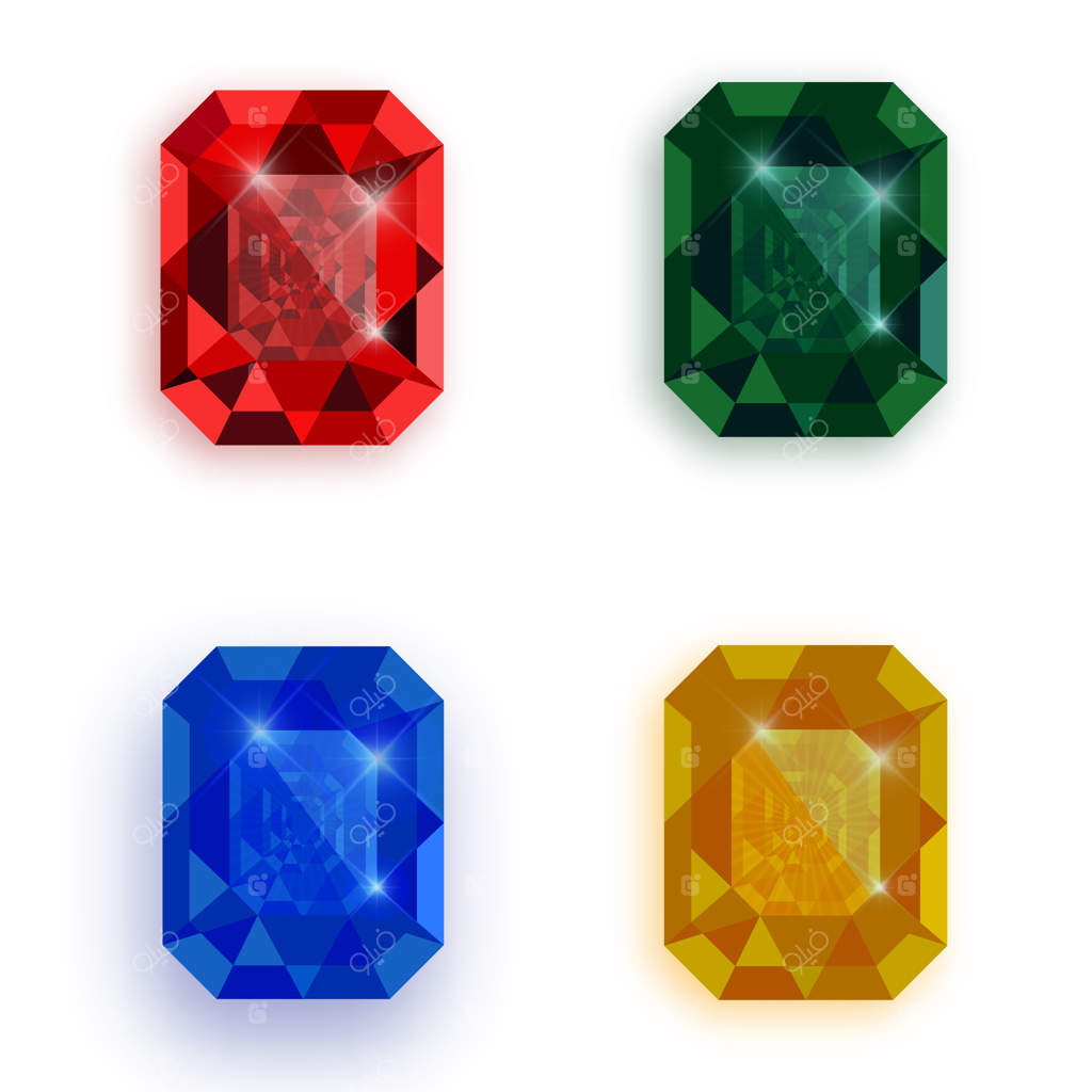 مجموعه‌ای از سنگ‌های قیمتی رنگارنگ.