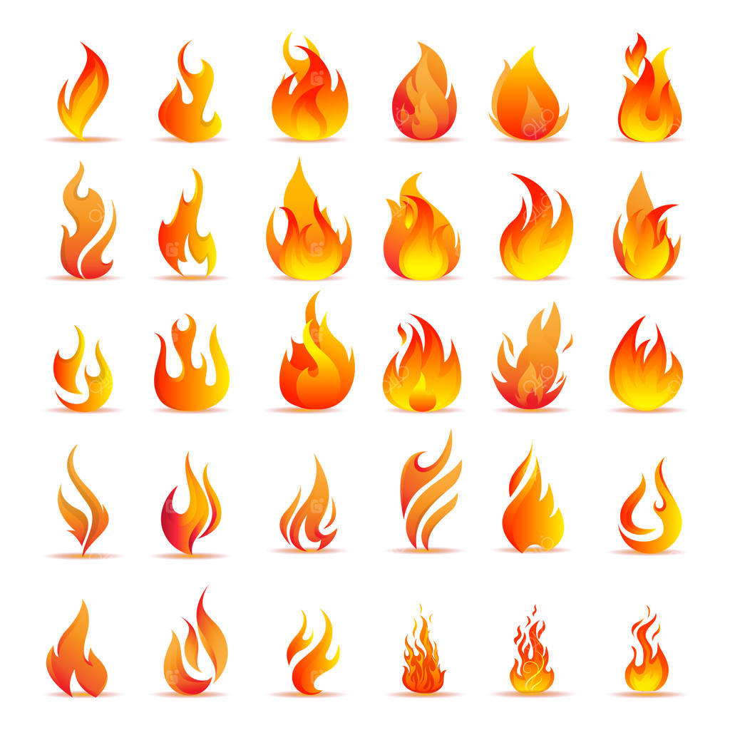 مجموعه وکتور آیکون و نمادهای آتش و شعله