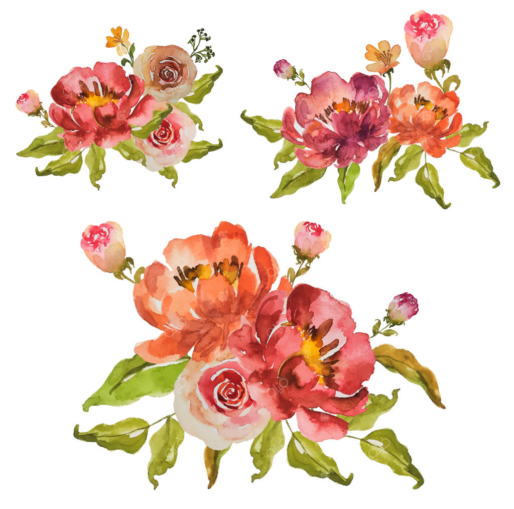 دسته گل آبرنگی دست‌ساز