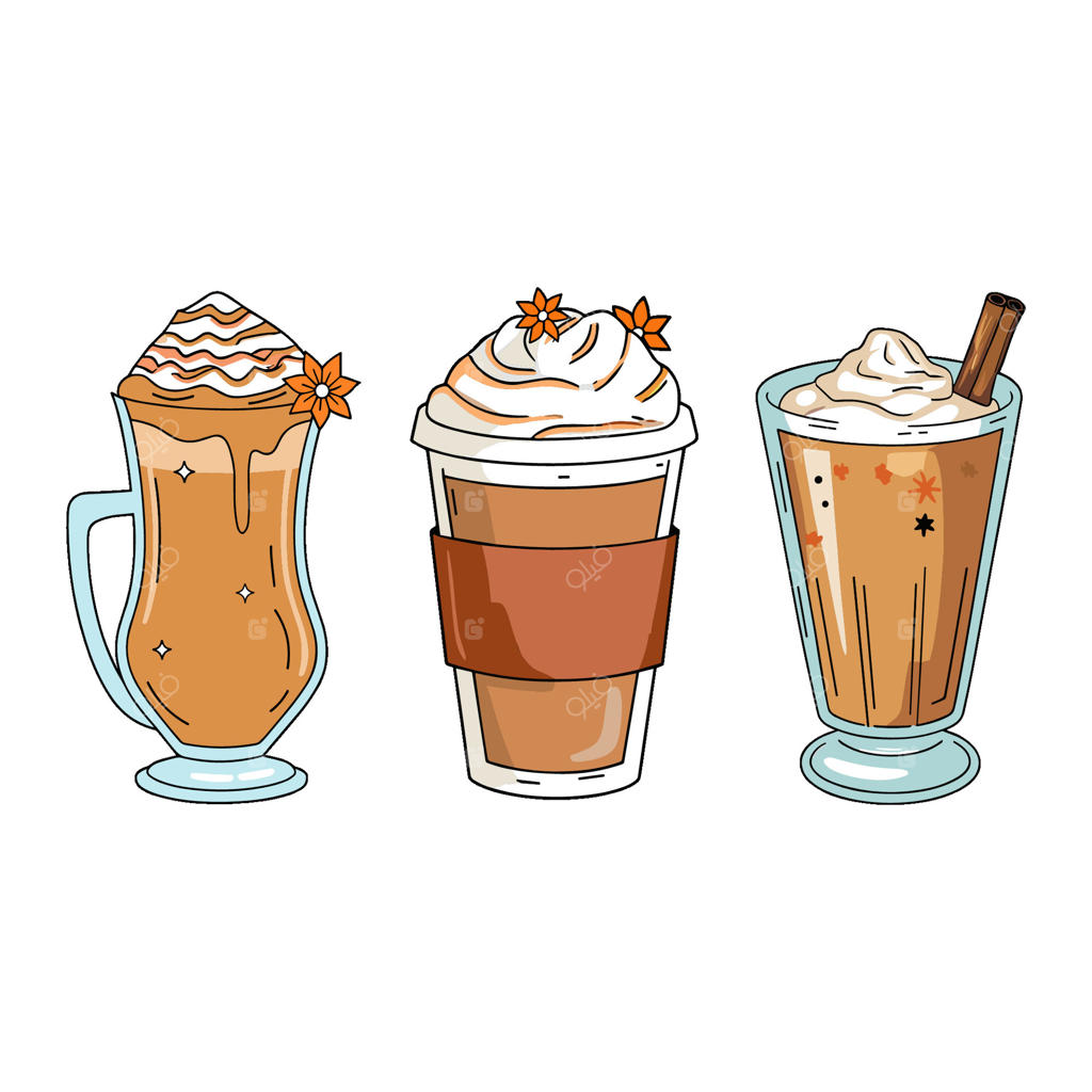 سه نوشیدنی پاییزی قهوه با خامه، تزیینات گل‌دار و طرح‌های ساده و جذاب