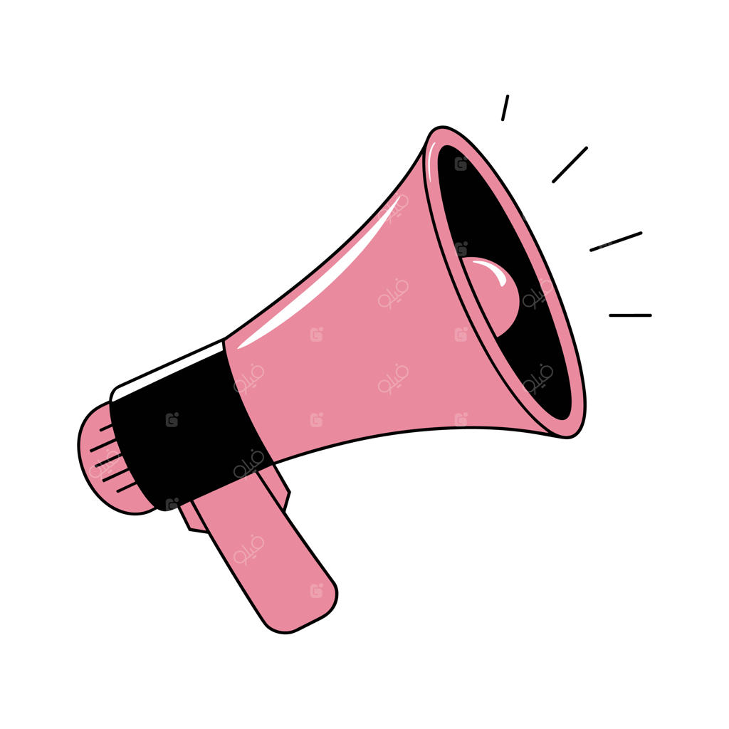 تصویر بلندگو و مگافون در طراحی سبک تخت