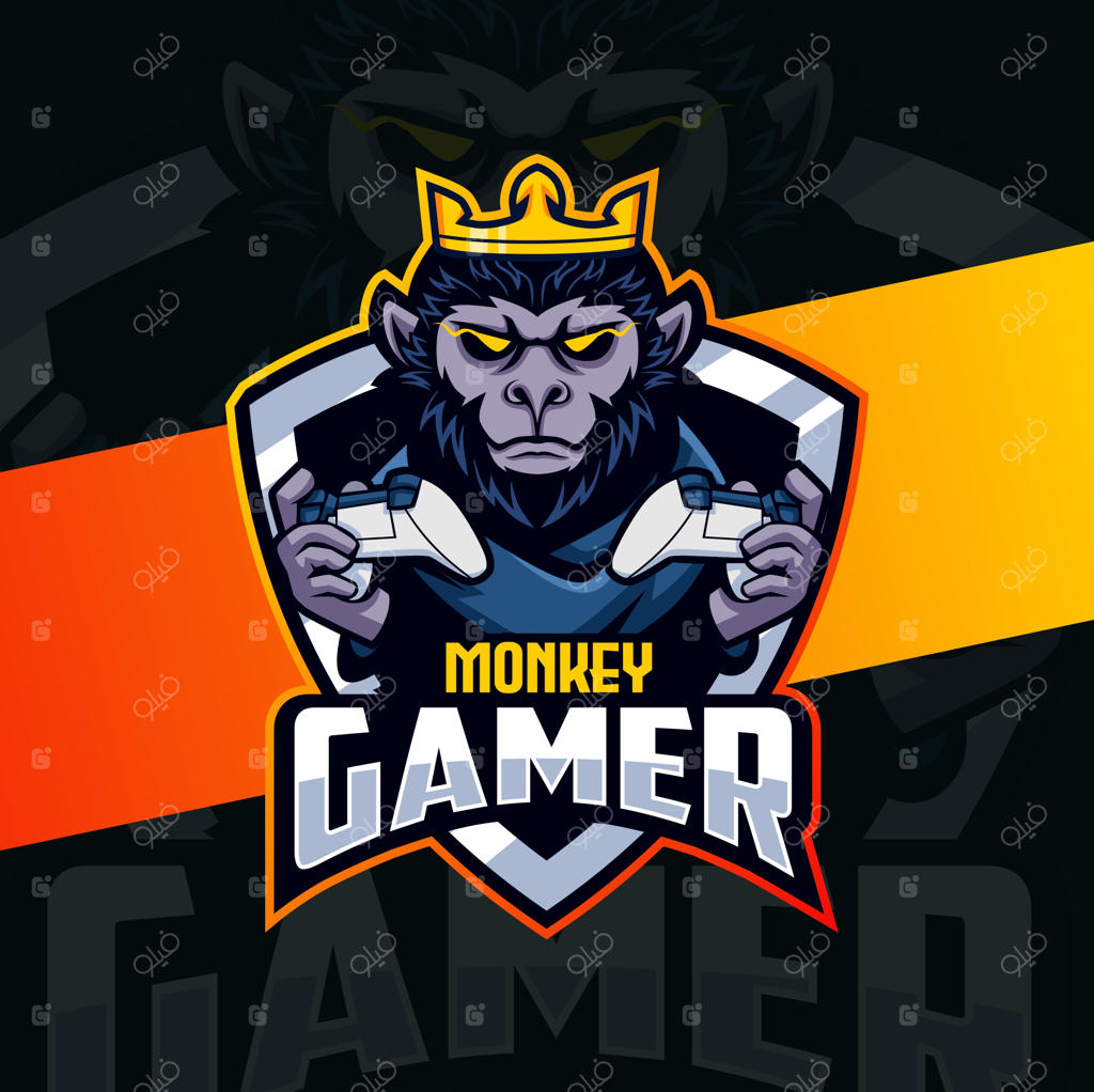 طراحی لوگوی مسکات ای‌اسپرت طرح شامپانزه گیمر