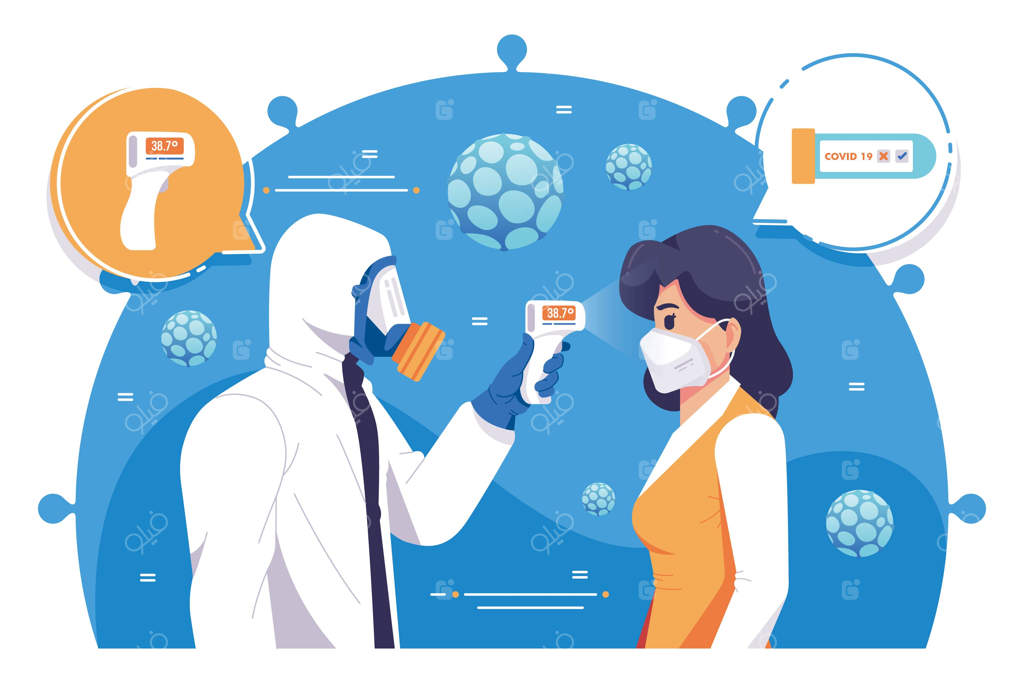 تصویری از غربالگری کرونا با دماسنج تفنگی