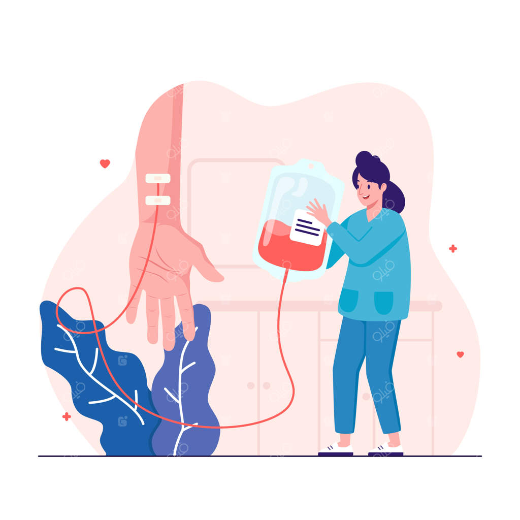 پرستار نظارت بر انتقال خون از دست انسان به ظرف پلاستیکی