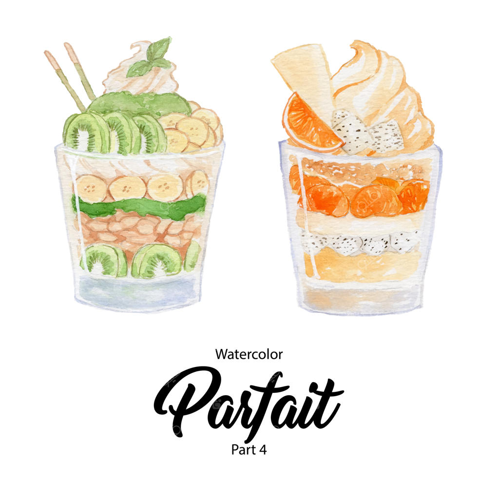 دسر ساده پارافه میوه‌ای رنگارنگ در لیوان