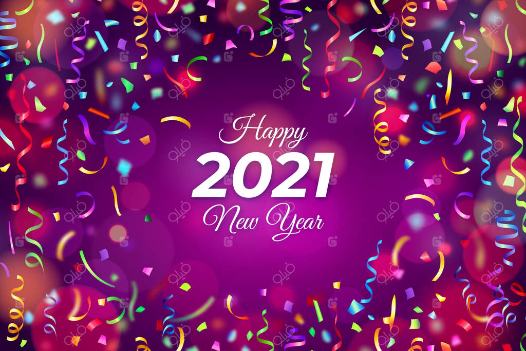 پس‌زمینه جشن سال نو ۲۰۲۱ با کاغذ رنگی