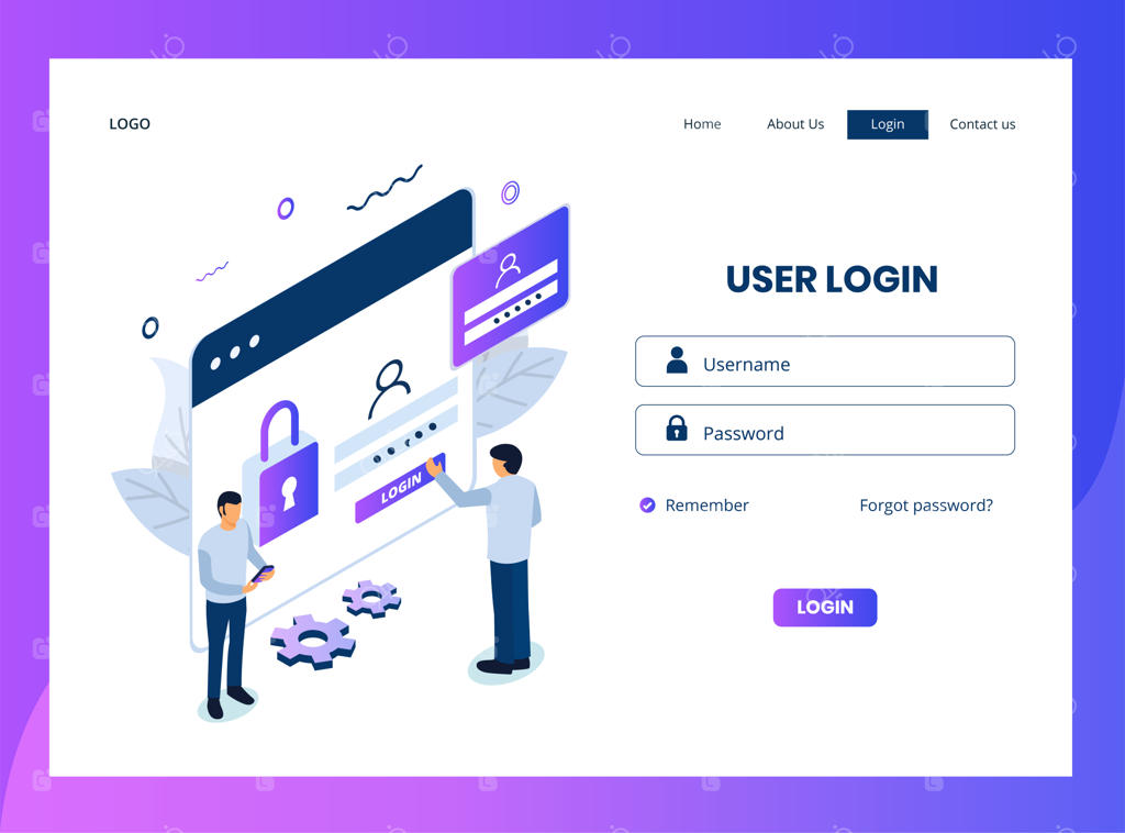 صفحه فرود ایزومتریک ورود کاربر