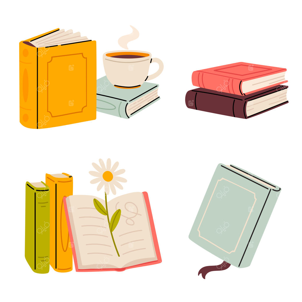 مجموعه‌ای از کتاب‌های باز و فنجان قهوه برای مطالعه و آرامش