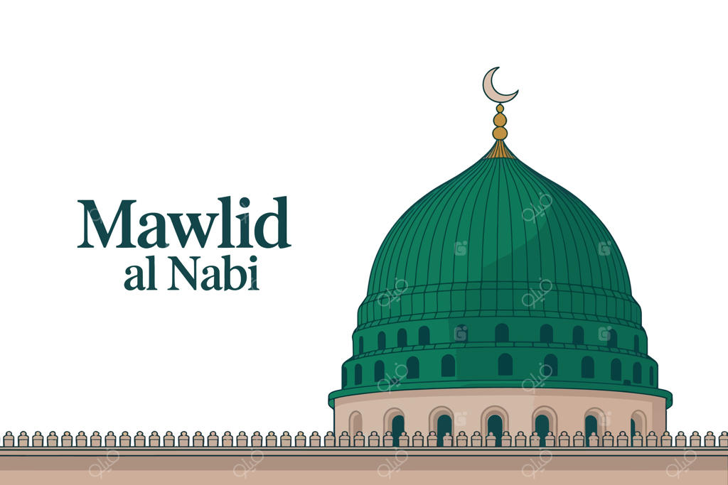 میلاد النبی با تصویر گنبد سبز و ماه هلالی
