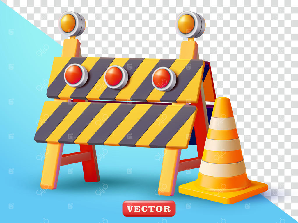 موانع ساختمانی و مخروط ترافیکی سه‌بعدی؛ مناسب برای ساخت‌وساز و عناصر صنعتی و طراحی