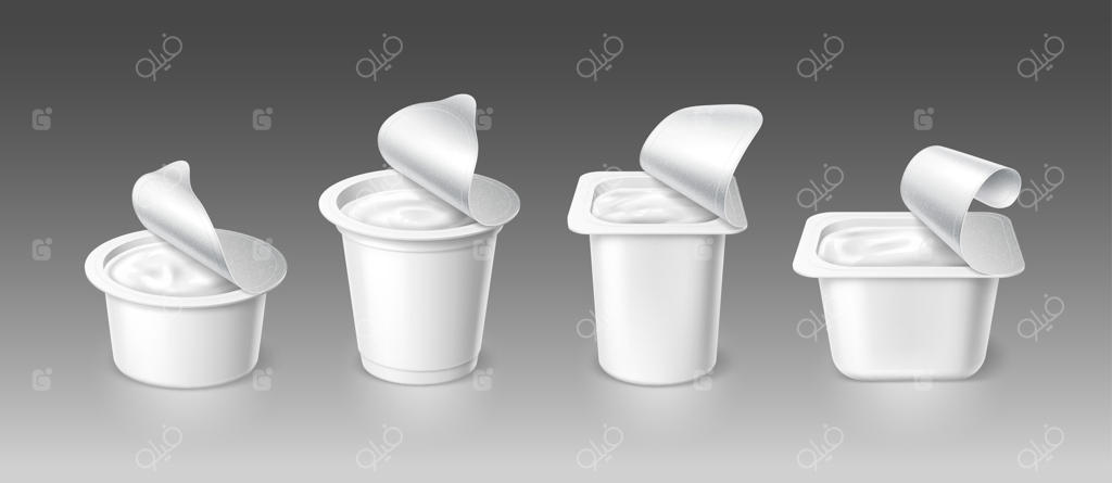 بسته‌بندی واقعی ظروف ماست‌های باز شده