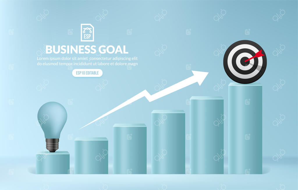 لامپ در حال بالا رفتن از پله‌ها برای رسیدن به موفقیت، مفهوم نردبان رشد کسب‌وکار، ایده خلاقانه برای دستیابی به فرصت در مسیر شغلی