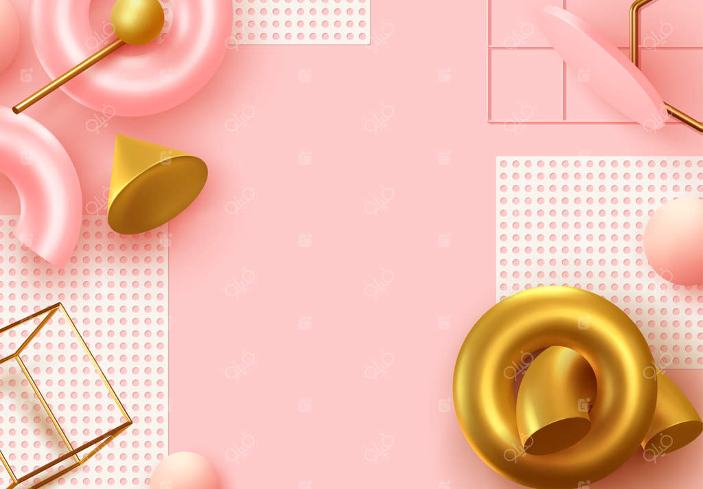 پس‌زمینه مینیمال و خلاقانه. ترکیبی از اشیاء سه‌بعدی واقعی. پس‌زمینه‌ای با اشکال هندسی. بنر مدرن برای وب‌سایت. رنگ‌های ملایم صورتی و مرجانی. تصویرسازی وکتوری.