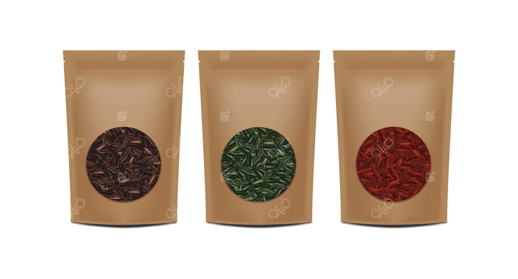 قالب بسته‌بندی کیسه کاغذی کرافت روی زمینه سفید