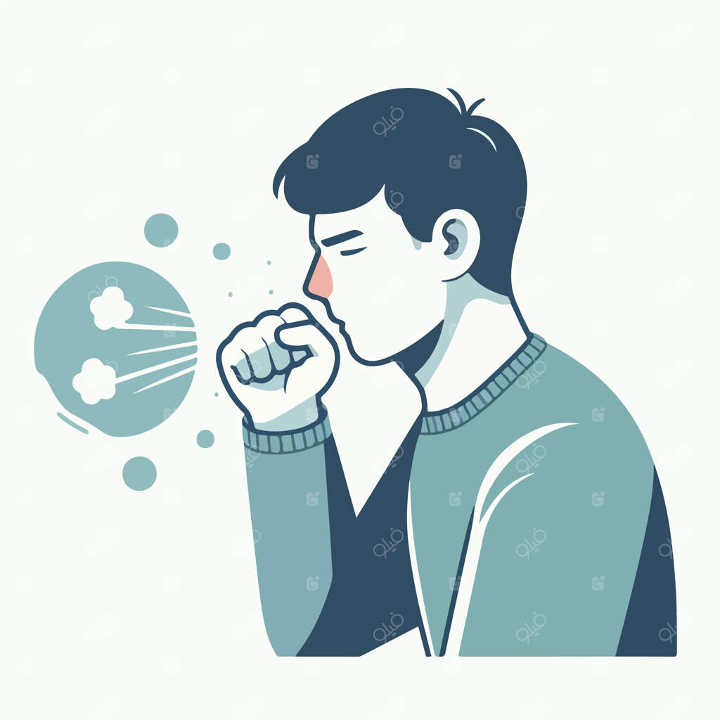 تصویر وکتوری از سرفه نوجوان در سبک طراحی فلت