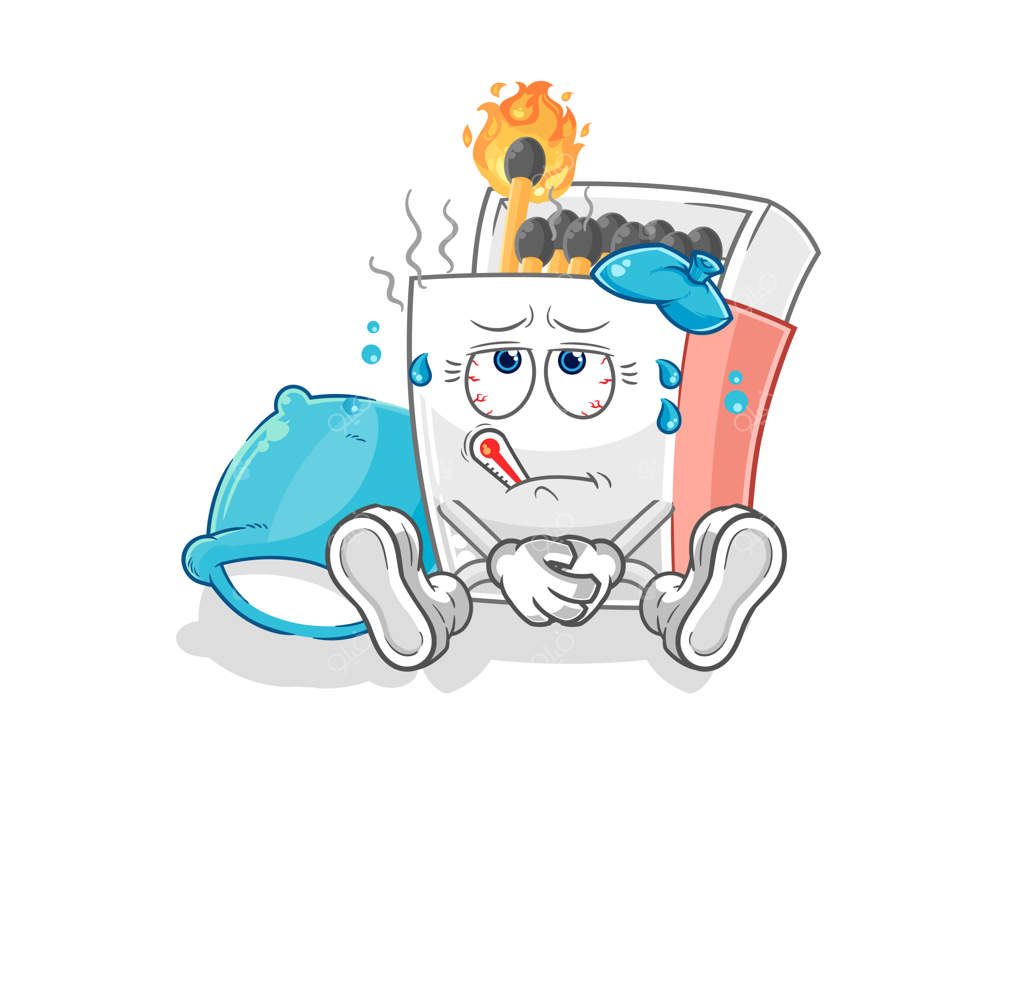 شخصیت کارتونی بیمار از جعبه کبریت