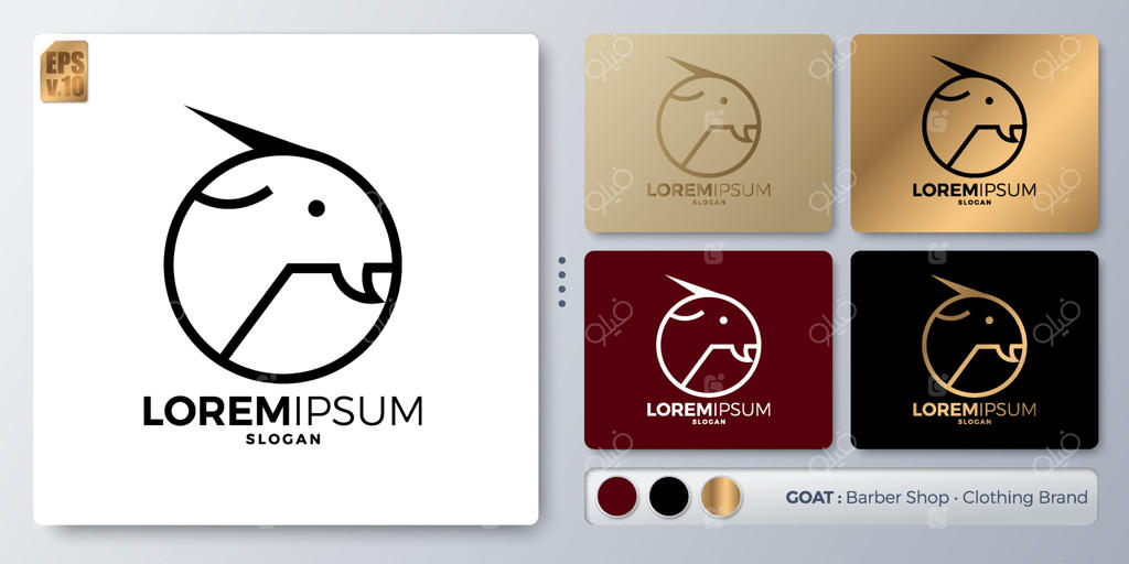 طراحی لوگوی وکتور سر بز. فضایی خالی برای اضافه کردن برند شما. طراحی شده با مثال‌هایی برای انواع کاربردها. قابل استفاده برای شرکت‌ها، هویت بصری و آرایشگاه‌های مردانه.