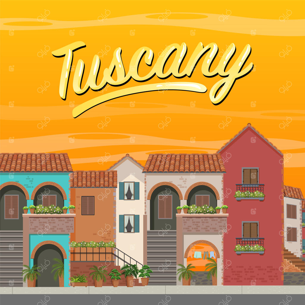 صحنه‌ای با ساختمان‌های متعدد در توسکانی