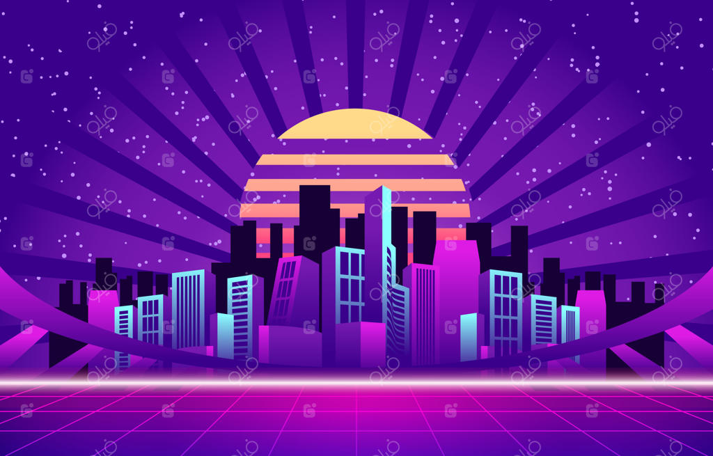 زندگی شبانه شگفت‌انگیز در پس‌زمینه شهر نئون