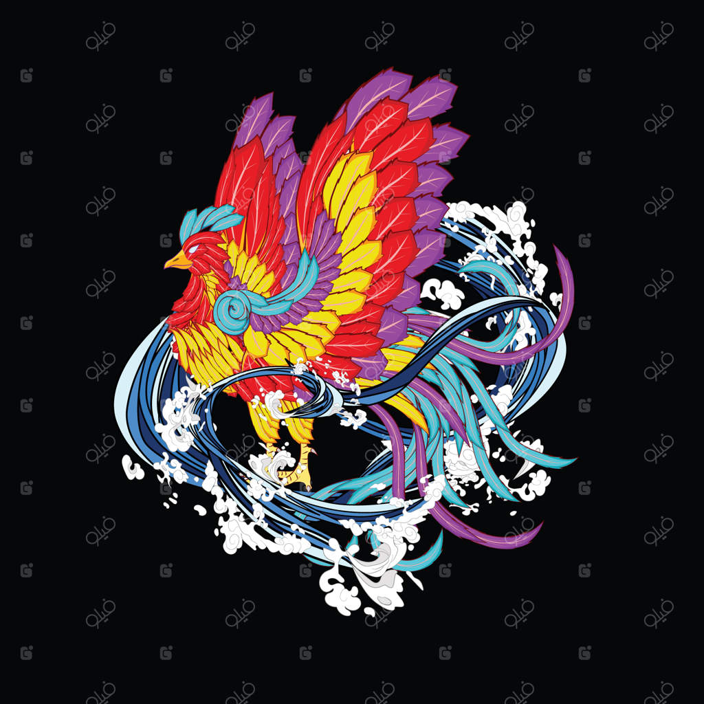 طراحی تصویر جرثقیل برای سوکاجان: لباس یا تیشرت سنتی و لوگوی ژاپنی