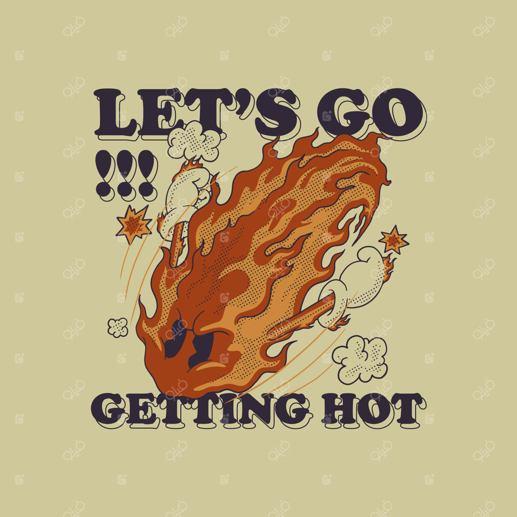 نشان کارتونی مسکات آتشین در حال پرواز با سبک رترو