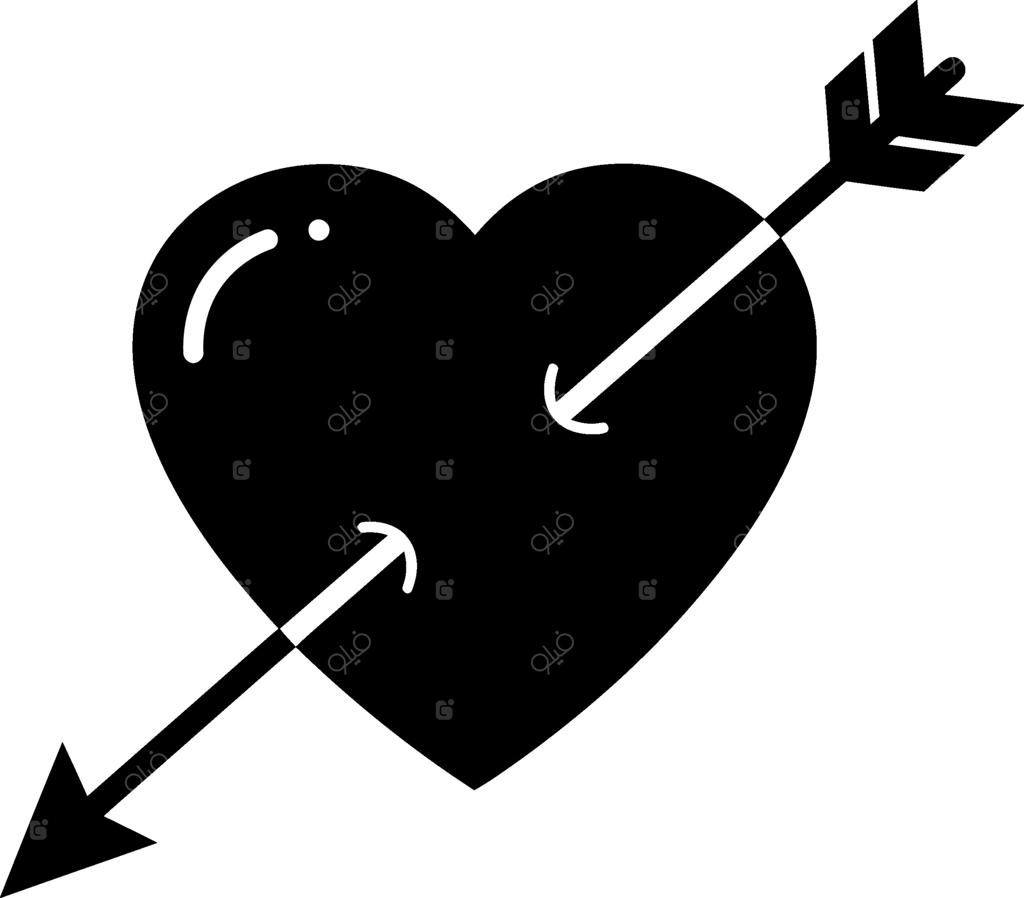 قلبی با پیکانی که از آن عبور کرده در هنر تخت مینیمالیستی