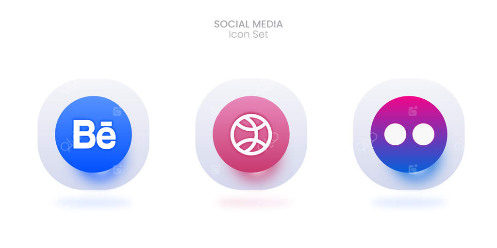 مجموعه آیکون‌های سه‌بعدی شبکه‌های اجتماعی