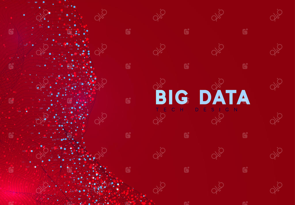 تصویری‌سازی کلان‌داده‌ها: موج فناوری اطلاعات. پس‌زمینه‌ای انتزاعی و آینده‌نگر از داده‌های دیجیتال. محاسبه و پردازش داده‌های تحلیلی. تصویرسازی برداری.