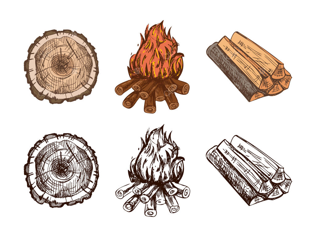 کنده‌های چوبی و آتش کمپ به سبک خاص