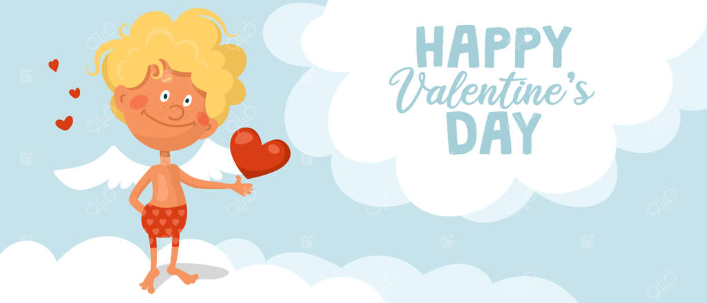 یک جام با نمک و خنده‌دار بر روی ابری ایستاده و قلبی را در دستانش نگه داشته است.