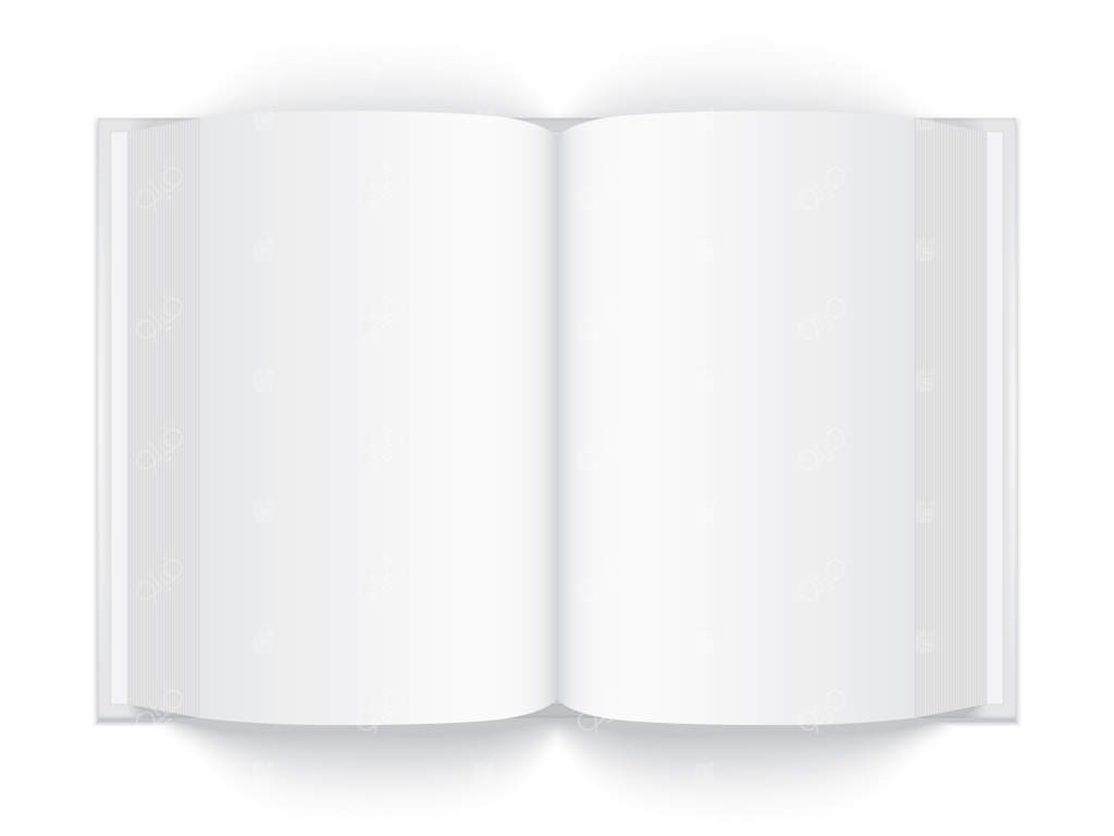 کتاب ضخیم و سفید با جلد سخت در زمینه‌ای سفید - طرح وکتور موکاپ