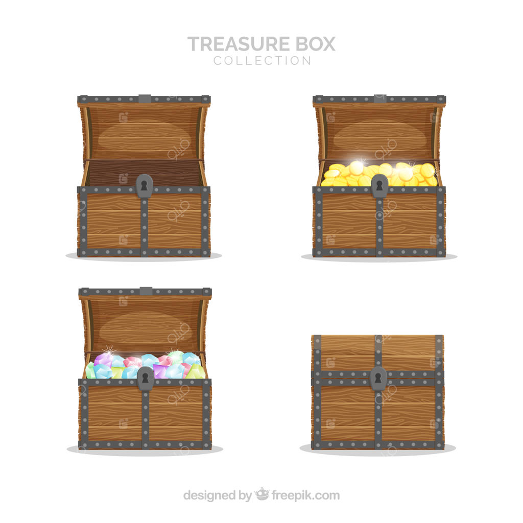 مجموعه صندوقچه‌های گنج قدیمی با طراحی ساده