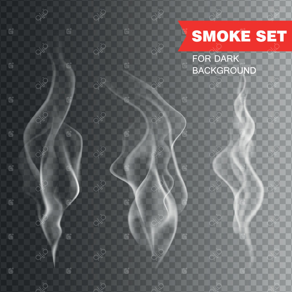 تصویر وکتوری واقع‌گرایانه دود سیگار به صورت مجزا