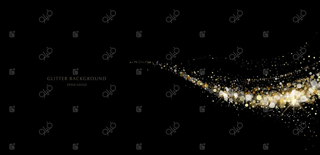 زمینه براق، نور طلایی و لاکچری گرد ستاره‌ها