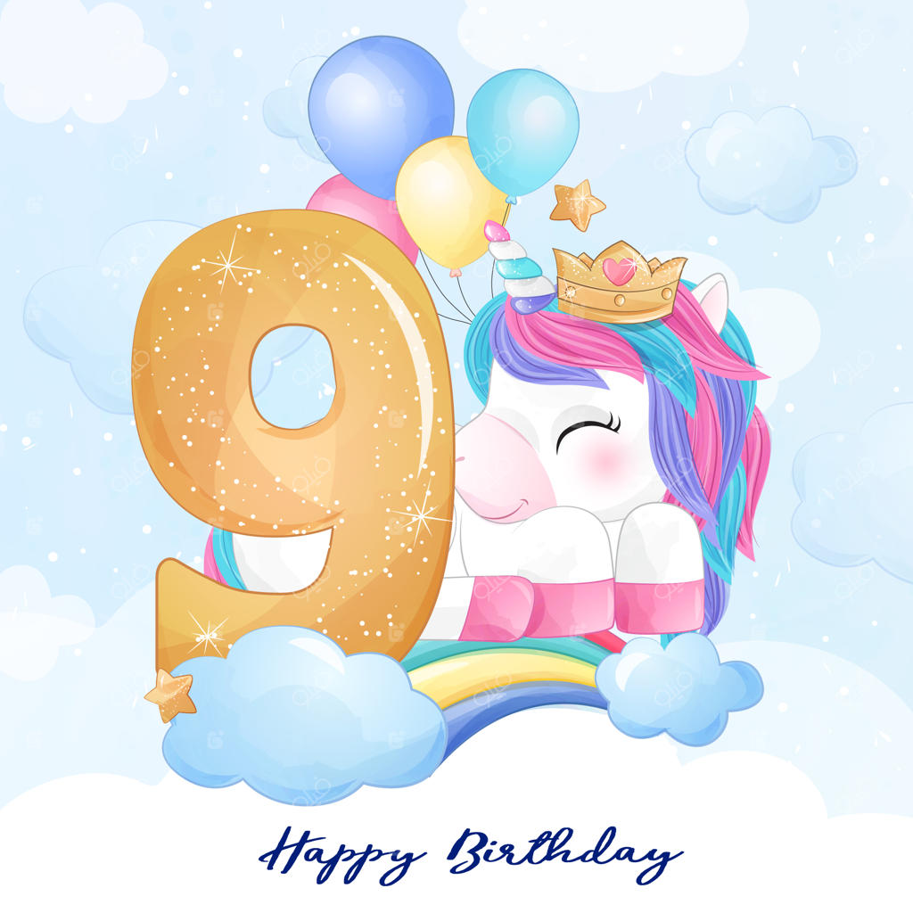 تصویر نقاشی‌شده تک‌شاخ بامزه با شماره‌گذاری