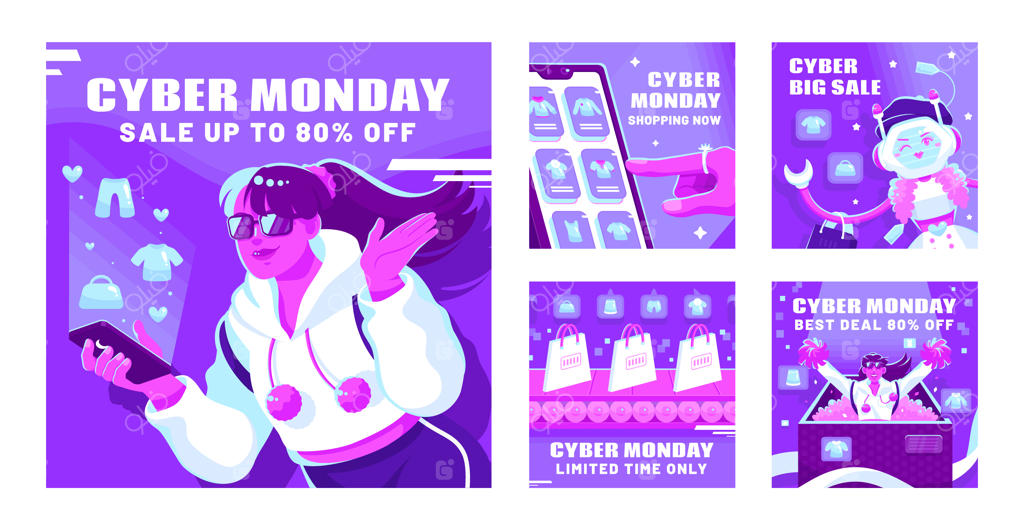 مجموعه پست‌های اینستاگرام برای حراج ویژه سایبر ماندی