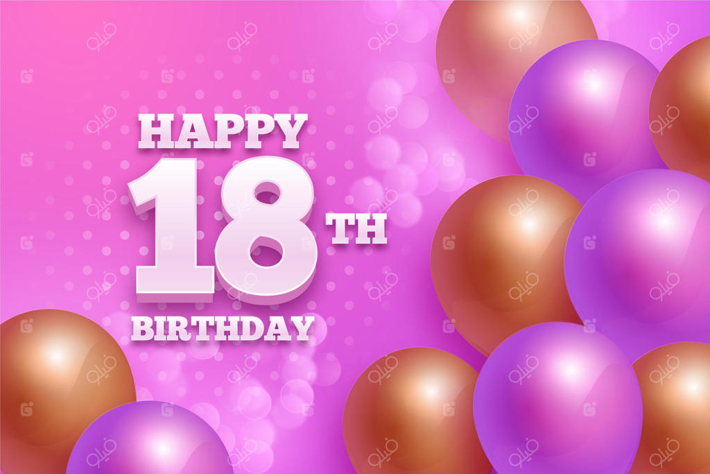 پس‌زمینه‌ی شاد و رنگارنگ برای تولد ۱۸ سالگی