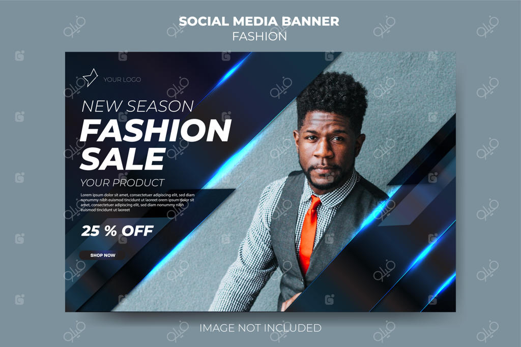 قالب بنر فروش مدرن آبی تیره برای پست شبکه‌های اجتماعی