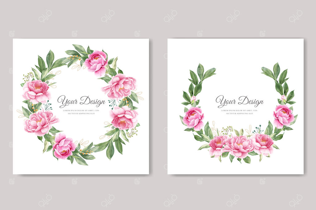 ست کارت دعوت شیک با طراحی دستی گل صد تومانی