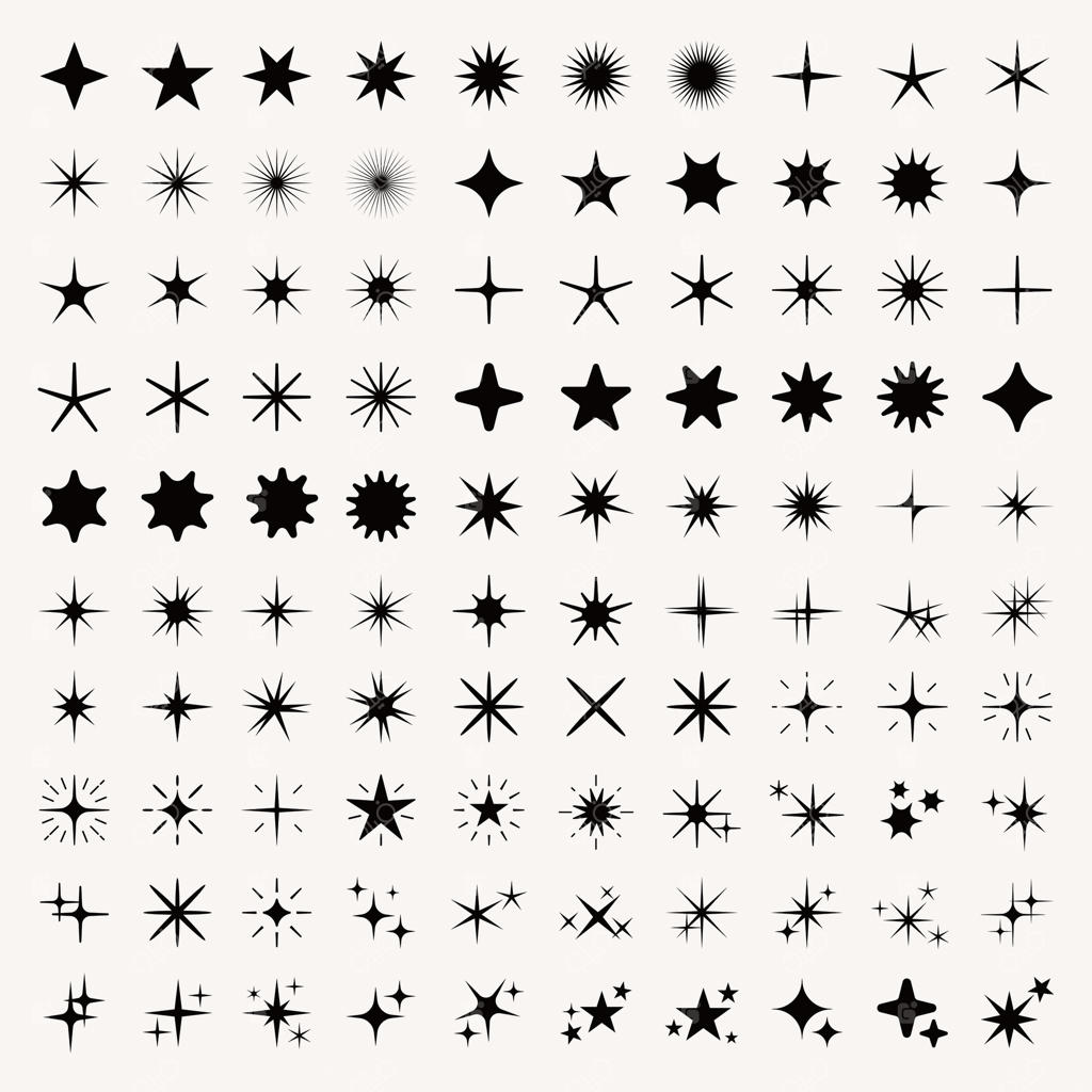 مجموعه دایره‌های سیاه و سفید با نقطه سیاه در پایین