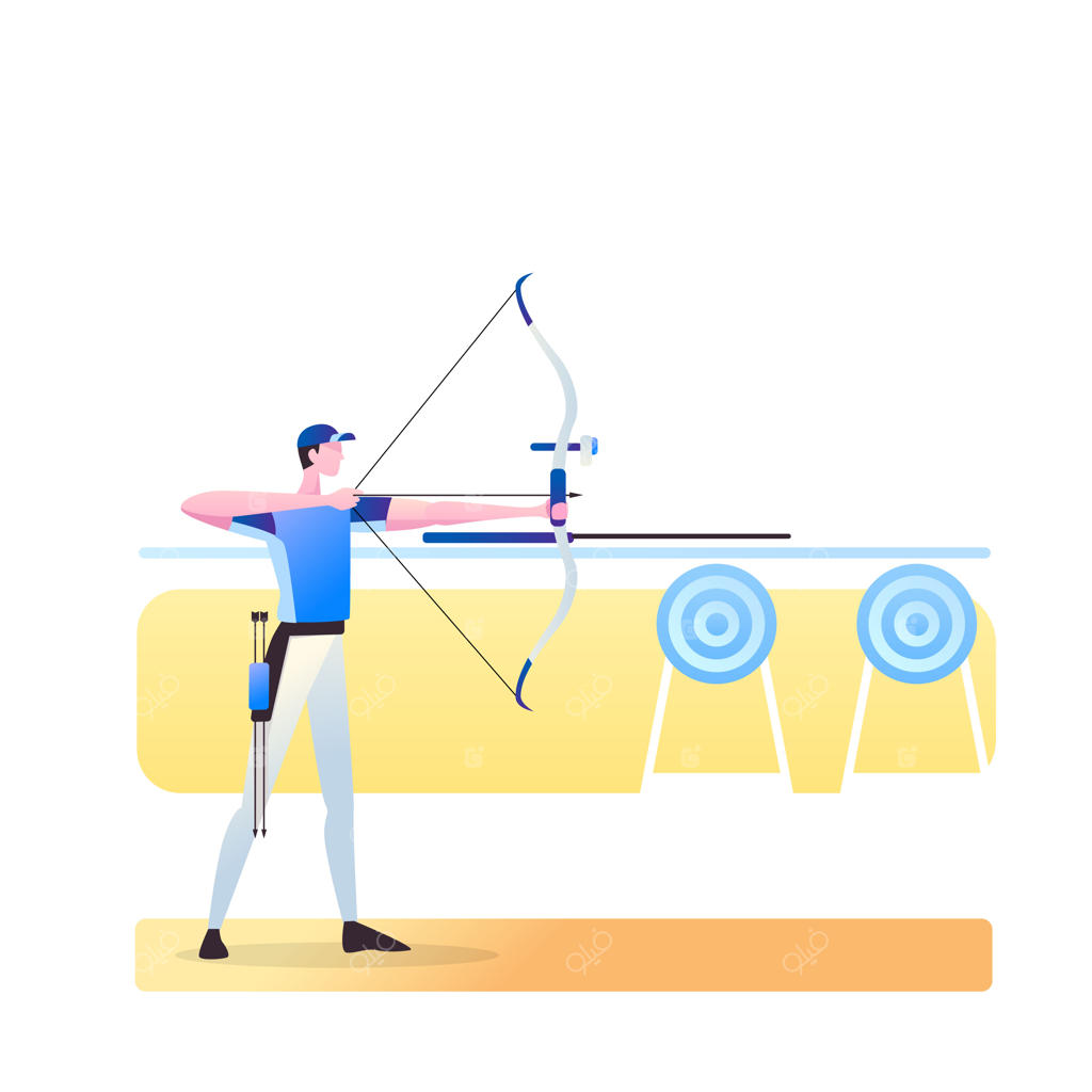 تیرانداز با کمان در پس‌زمینه سفید