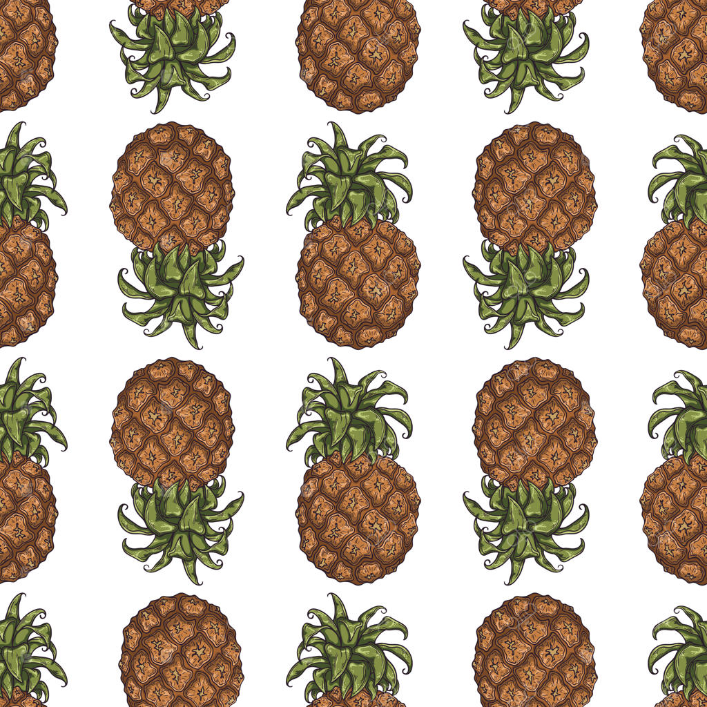 طرح وکتوری آناناس به سبک طراحی دستی.