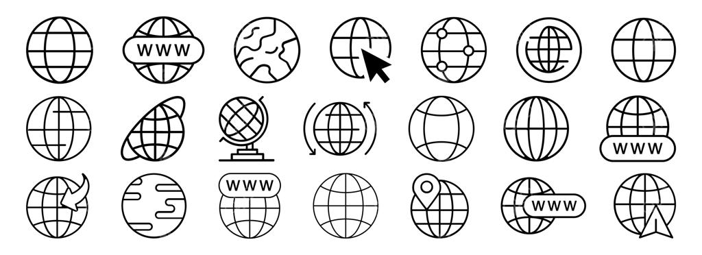 مجموعه آیکون‌های مشکی کره زمین و وب