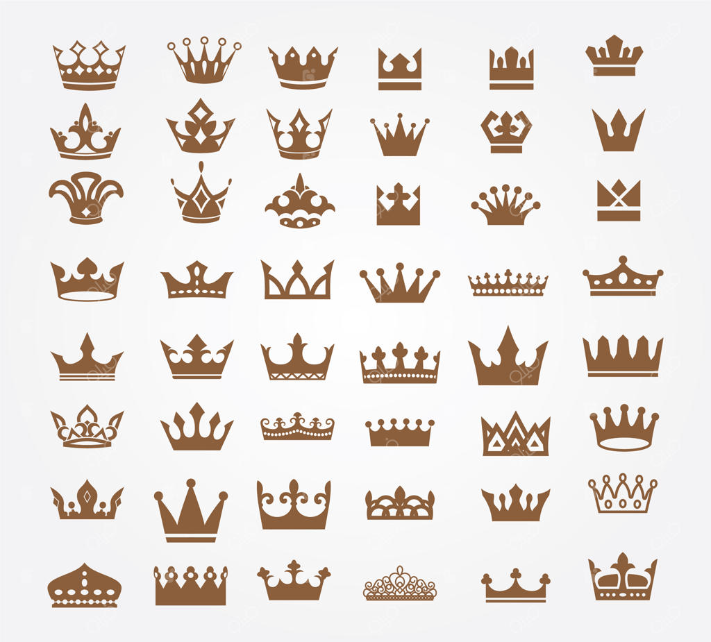 آیکون‌های تاج طلایی: تاج‌های سلطنتی و لوکس ملکه و پادشاه