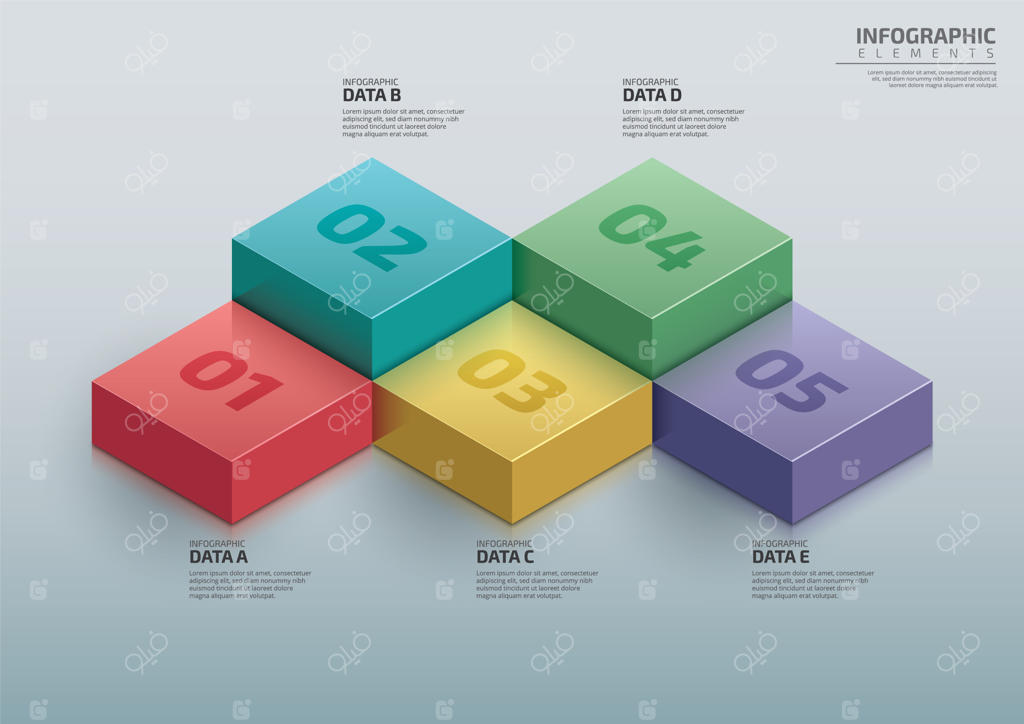 پترن طراحی اینفوگرافیک زمان‌بندی جریان فرآیند سه‌بعدی برای نمودار کسب‌وکار و فلوچارت‌ها